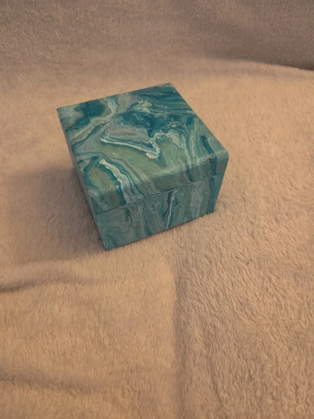 Gemini Moon Square Wooden Jewelry Box Handmade